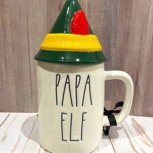 Rae Dunn Papa Elf Mug with Tree Lid